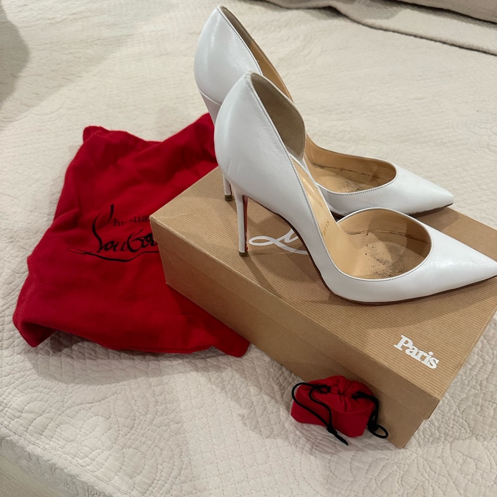 Christian Louboutin - White - Iriza Half-d’Orsay 100mm Heels
